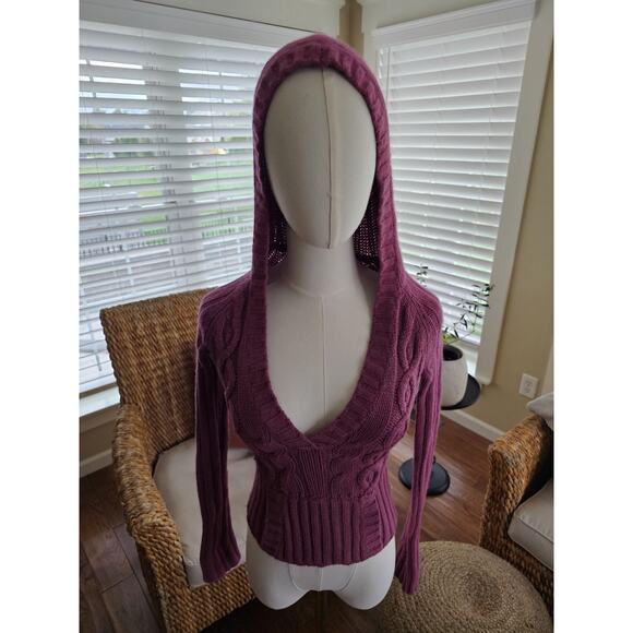 Abercrombie Hooded Knit Sweater Rabbit Hair Wool Blend Women's Size M - Picture 4 of 12